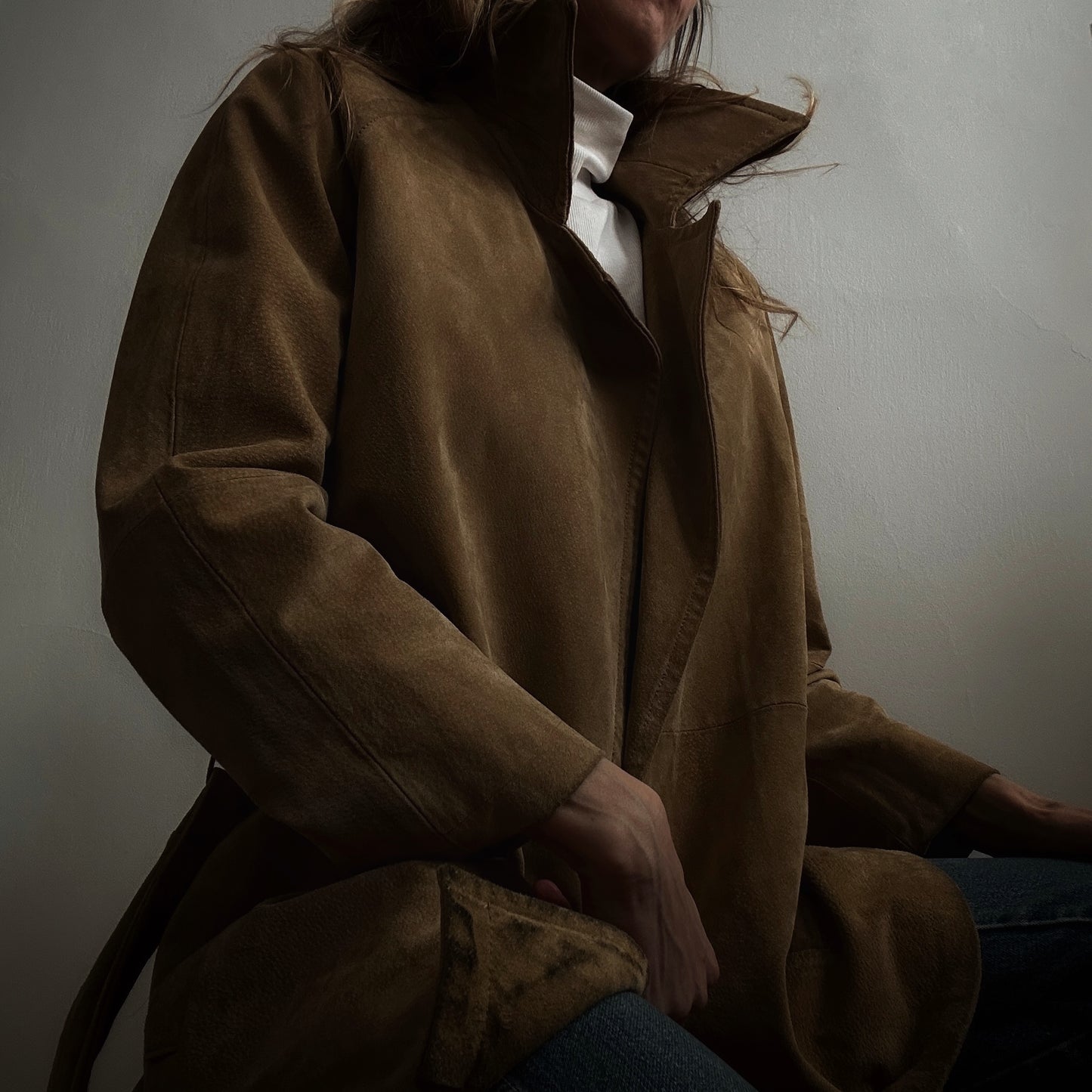 Veste en daim caramel