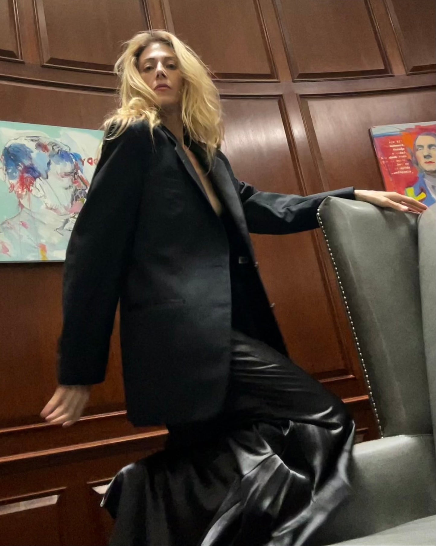 Black wool satin lapel tuxedo blazer, structured shoulders, vintage — BB Vintage by Maxine