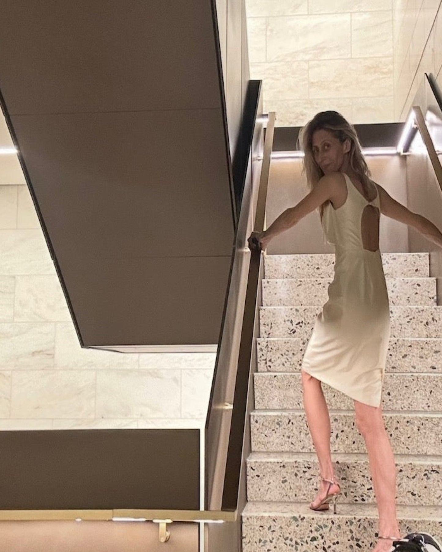 Vintage 1995 champagne silk slip dress, open back, excellent condition — BB Vintage by Maxine