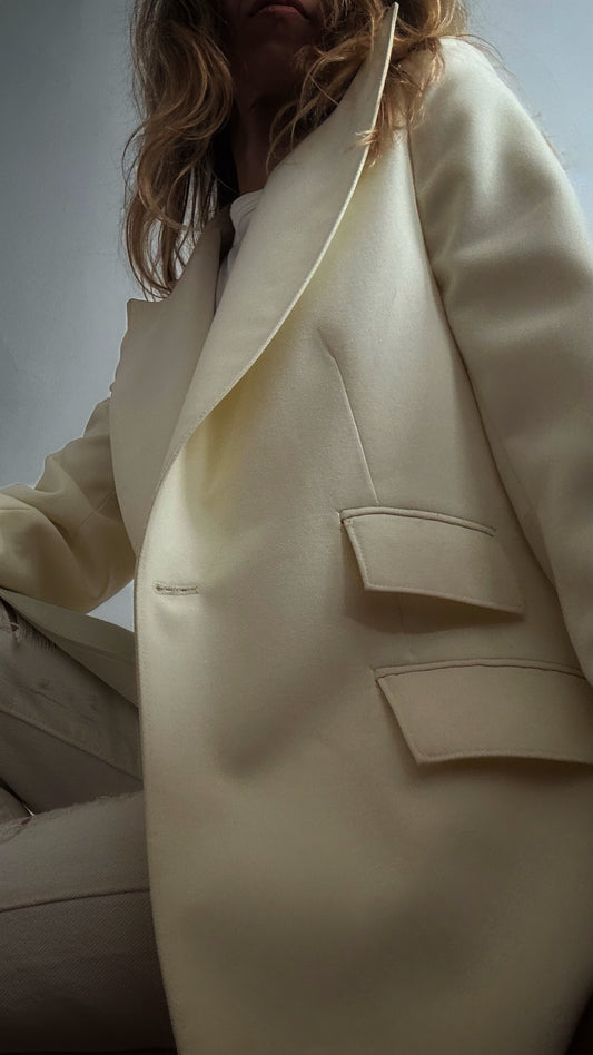 Jacket Cream Lapels Structured Blazer 