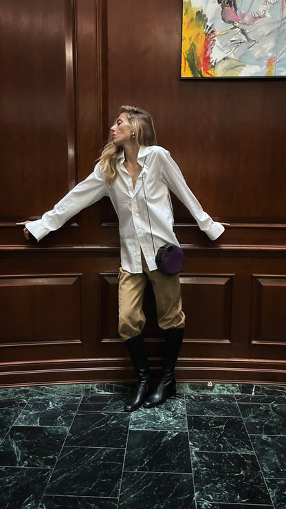 Leather & Suede Octagon Bag