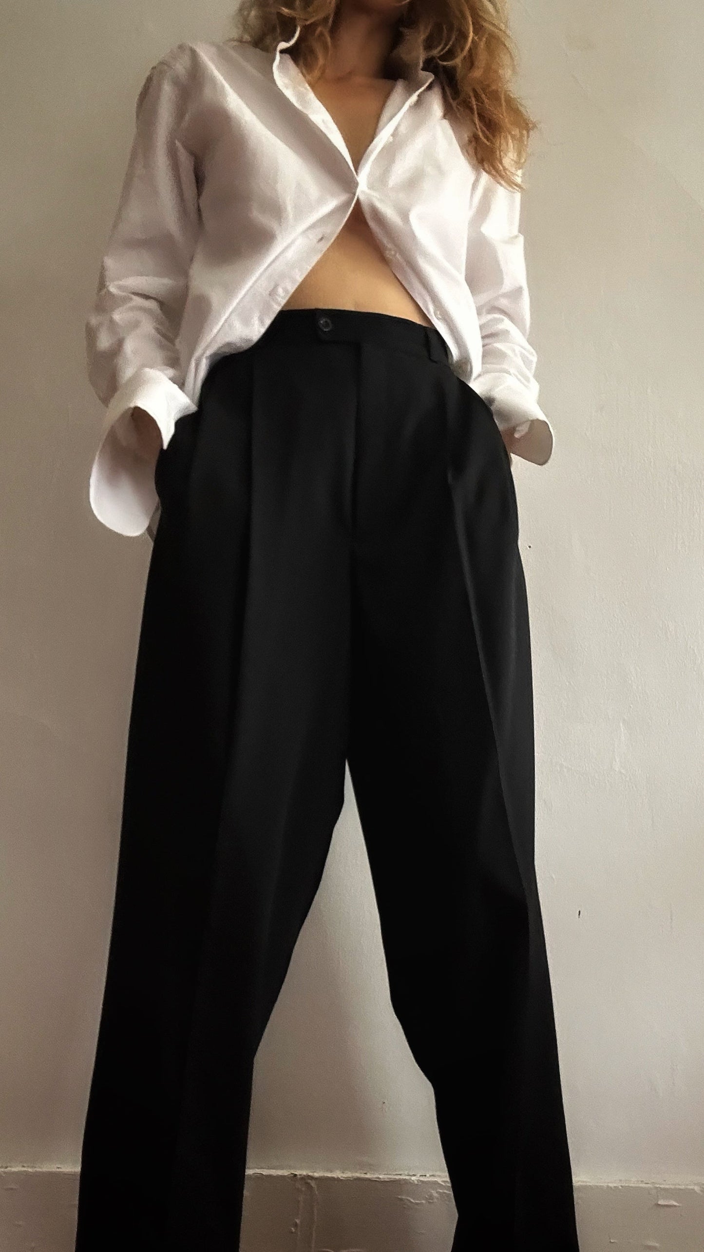 Black Wool Pants 90's Y2k 80's loose fit slacks