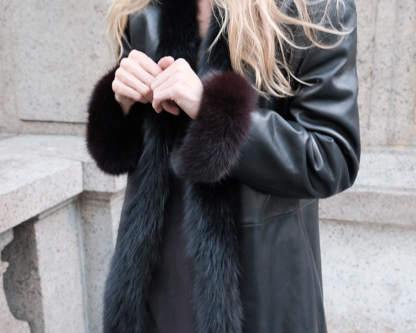 Mink Trimmed Leather Coat