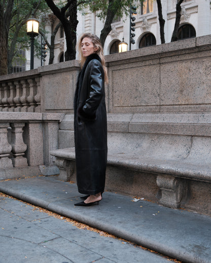 Mink Trimmed Leather Coat