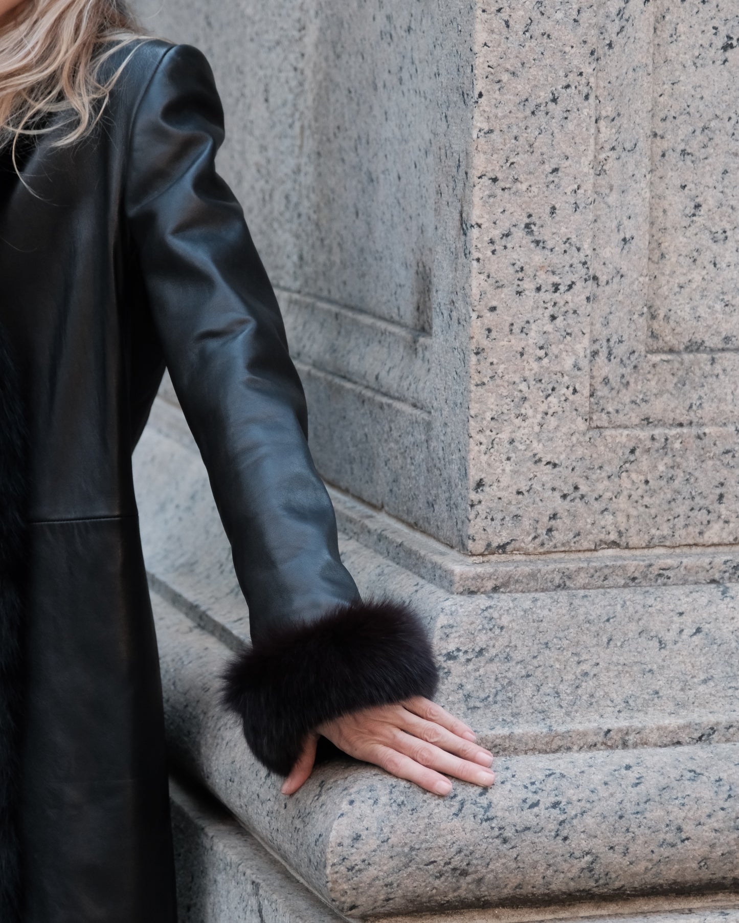 Mink Trimmed Leather Coat