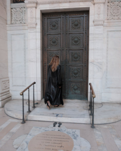 Mink Trimmed Leather Coat