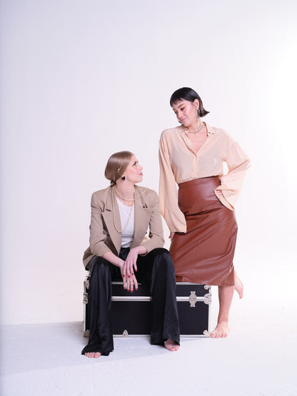 Espresso Leather Pencil Skirt