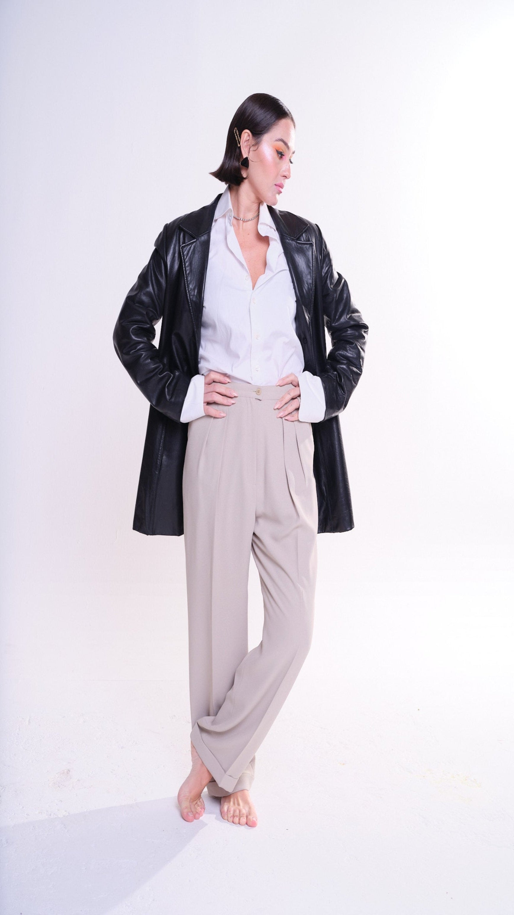 black leather vintage classic jacket blazer waist coat