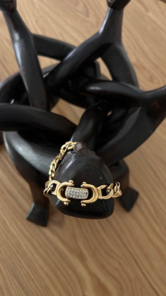 Gold Chain Necklace vintage links diamonds 