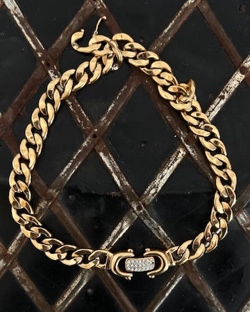 Gold fill chain necklace with stone detail