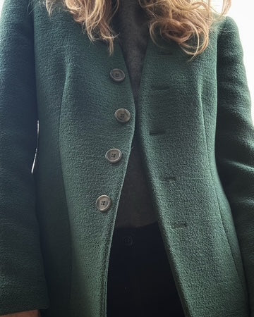 Giorgio Armani 90s forest green blazer full length front view